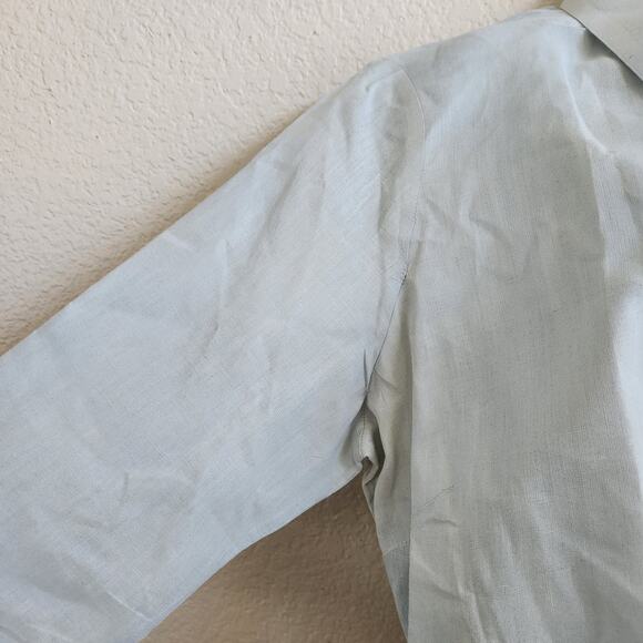 Old Navy Light Blue Green Button Up Collard Top XL Linen Lightweight 3/4 Sleeves - Picture 2 of 4